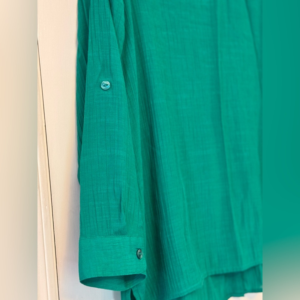 Catherines Green Button-Down Blouse - image 2